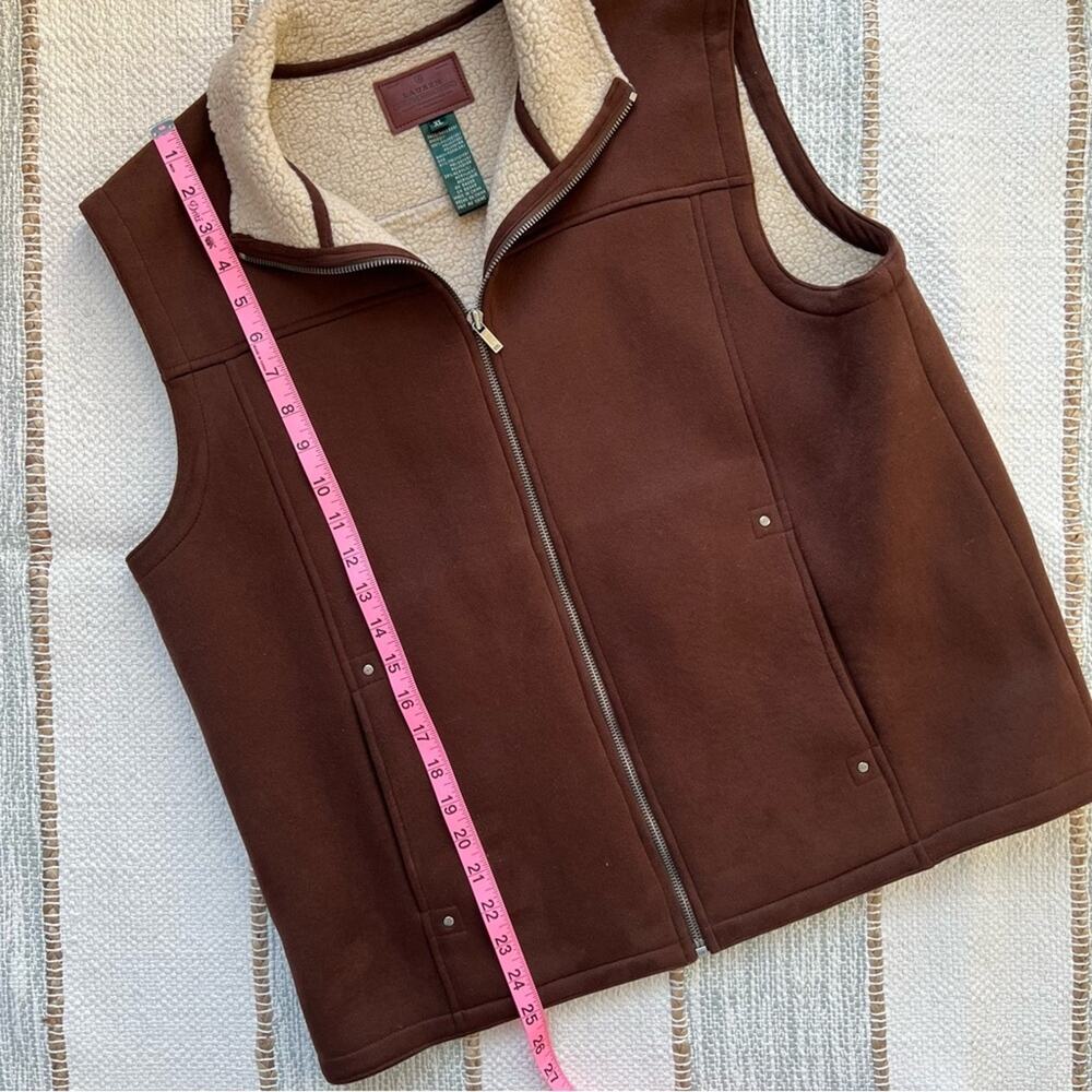 Lauren Ralph Lauren Brown Shearling Lined Faux Suede Barn Vest Women’s Size XL - Picture 7 of 10